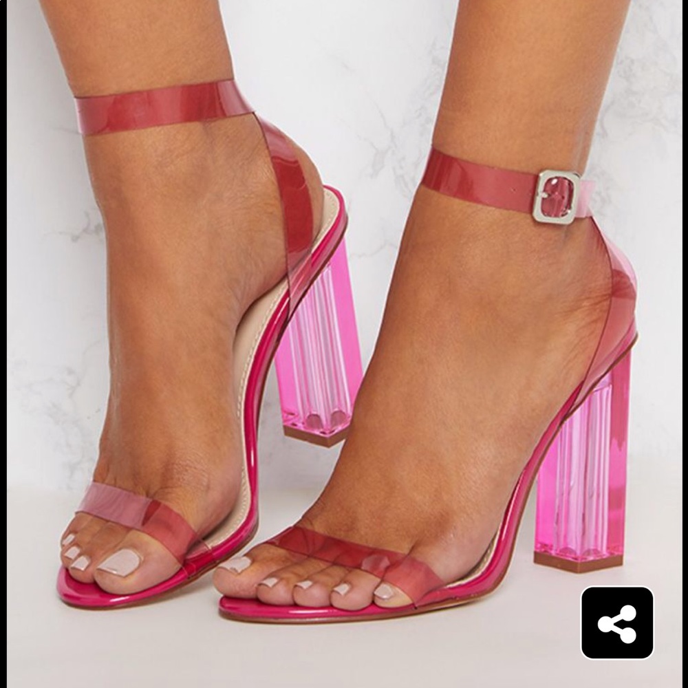 Hot Pink Colored Clear Heel.
